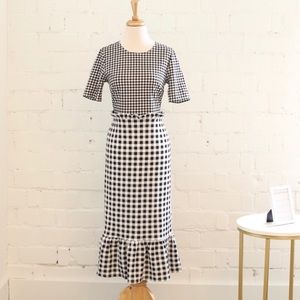ASOS Black & White Gingham Midi Dress